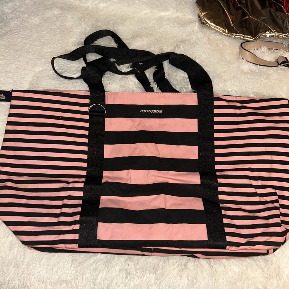 Victoria's Secret Pink and Black Canvas Tote